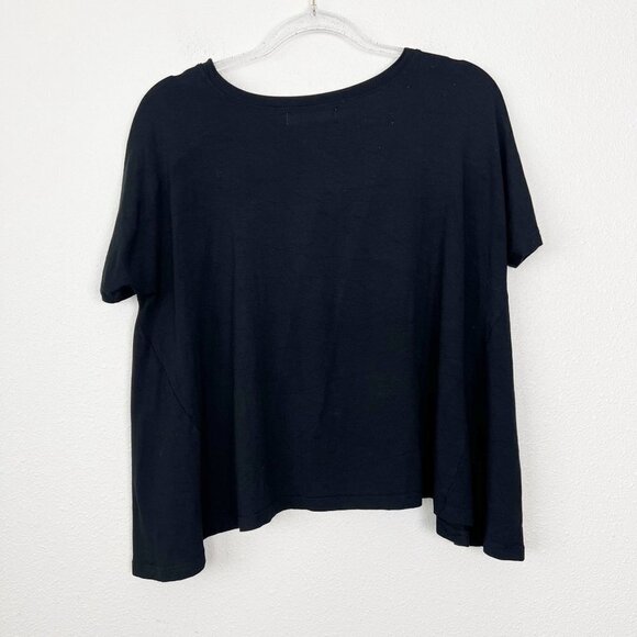 Ava Sky Hawaii Black Asymmetric Short Sleeve Top Shirt Womens XS Fighting Eel - Picture 2 of 8